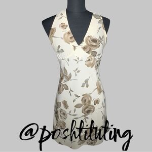 Chesley Cream Sheath Mini Dress Halter Sleeveless